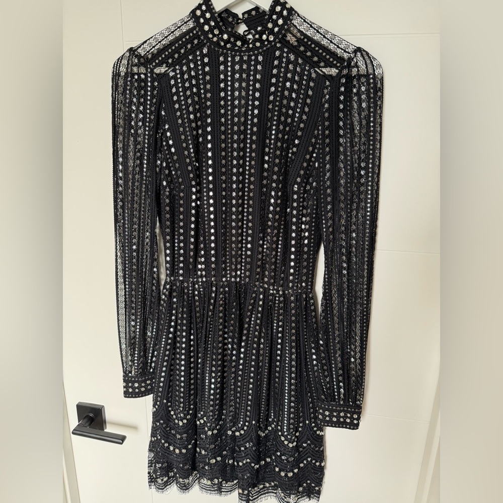 Luxury Elegant Black and Silver Women's Dress